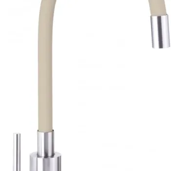 Baterie chiuveta bucatarie cu pipa flexibila bej mat crom lucios Deante Luno imagine