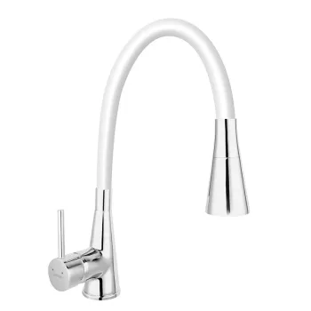 Baterie chiuveta bucatarie cu pipa flexibila culoare alb mat Ferro Zumba II imagine