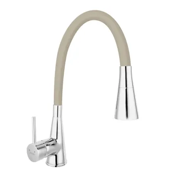 Baterie chiuveta bucatarie cu pipa flexibila culoare bej mat Ferro Zumba II imagine