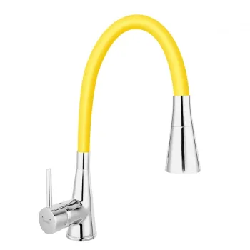 Baterie chiuveta bucatarie cu pipa flexibila culoare galben mat Ferro Zumba II imagine