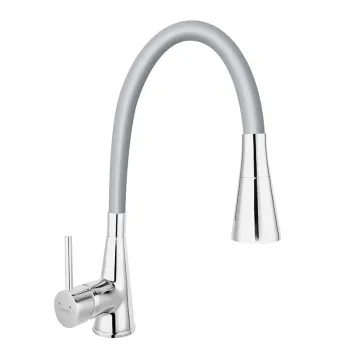 Baterie chiuveta bucatarie cu pipa flexibila culoare gri mat Ferro Zumba II imagine