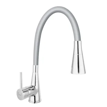 Baterie chiuveta bucatarie cu pipa flexibila culoare gri mat Ferro Zumba II imagine