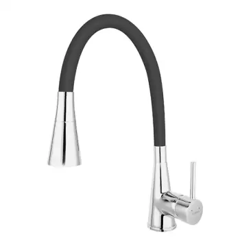 Baterie chiuveta bucatarie cu pipa flexibila culoare neagra Ferro, Zumba II imagine