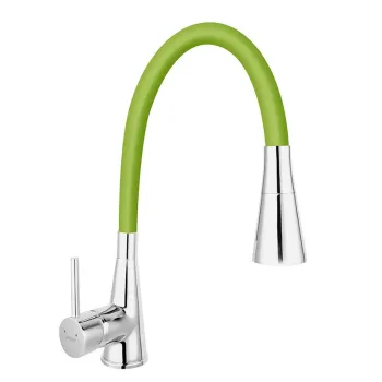 Baterie chiuveta bucatarie cu pipa flexibila culoare verde mat Ferro Zumba II imagine