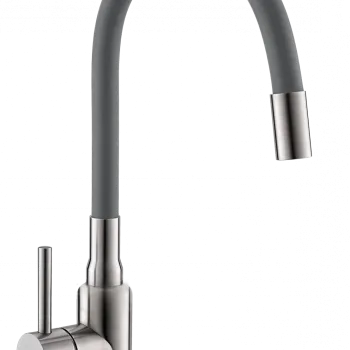 Baterie chiuveta bucatarie cu pipa flexibila, gri, Alveus Flexa imagine