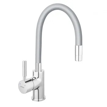 Baterie chiuveta bucatarie cu pipa flexibila gri mat Ferro Zumba imagine