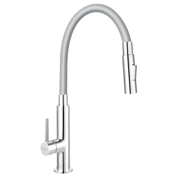 Baterie chiuveta bucatarie cu pipa flexibila gri mat Ferro Zumba Slim 2F imagine