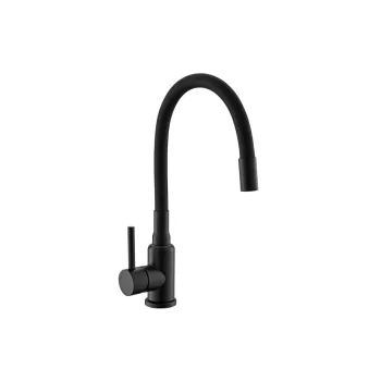Baterie chiuveta bucatarie cu pipa flexibila, negru-all black, Alveus Flexa imagine