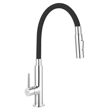 Baterie chiuveta bucatarie cu pipa flexibila negru mat Ferro Zumba Slim 2F imagine