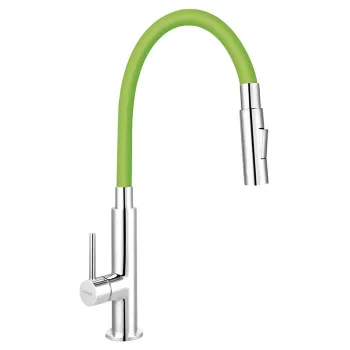 Baterie chiuveta bucatarie cu pipa flexibila verde mat Ferro Zumba Slim 2F imagine