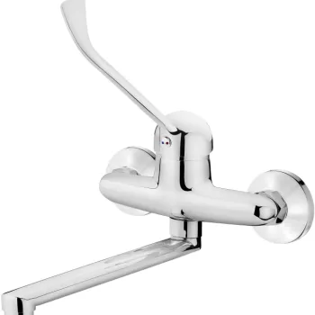 Baterie chiuveta bucatarie Deante Joko montare pe perete si maner clinic, crom lucios imagine