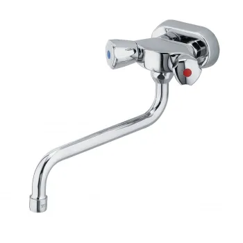 Baterie chiuveta bucatarie dubla comanda Kludi Standard montare pe perete, crom lucios imagine