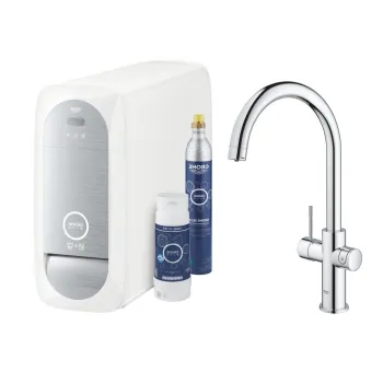 Baterie chiuveta bucatarie Grohe Blue Home crom pipa tip C si Starter Kit imagine