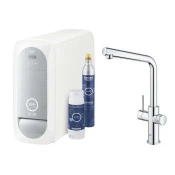 Baterie chiuveta bucatarie Grohe Blue Home crom pipa tip L si Starter Kit imagine
