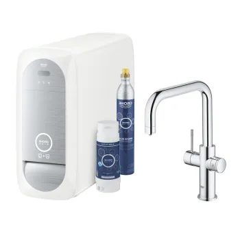 Baterie chiuveta bucatarie Grohe Blue Home crom pipa tip U si Starter Kit imagine