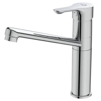 Baterie chiuveta bucatarie Ideal Standard Alpha cu pipa tubulara inalta crom lucios imagine