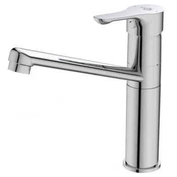 Baterie chiuveta bucatarie Ideal Standard Alpha cu pipa tubulara inalta crom lucios imagine