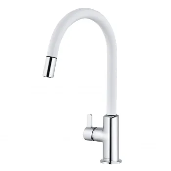 Baterie chiuveta bucatarie Kludi Bingo Star XS cu dus extractibil alb mat crom lucios imagine