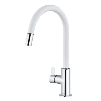 Baterie chiuveta bucatarie Kludi Bingo Star XS cu dus extractibil alb mat crom lucios imagine