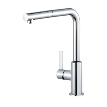 Baterie chiuveta bucatarie Kludi L-ine S cu dus extractibil crom lucios imagine