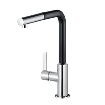 Baterie chiuveta bucatarie Kludi L-ine S cu dus extractibil negru mat crom lucios imagine