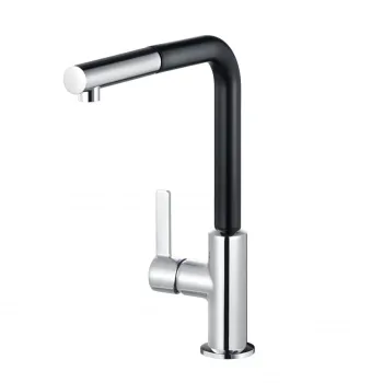 Baterie chiuveta bucatarie Kludi L-ine S cu dus extractibil negru mat crom lucios imagine