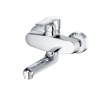 Baterie chiuveta bucatarie Kludi Objekta montare pe perete, pipa 115 mm, crom lucios imagine