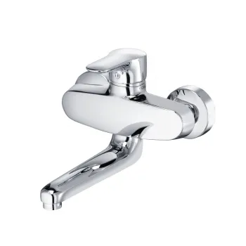 Baterie chiuveta bucatarie Kludi Objekta montare pe perete, pipa 180 mm, crom lucios imagine