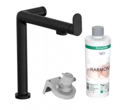 Baterie chiuveta bucatarie neagra cu filtru de apa Hansgrohe Aqittura M91 76802670 imagine
