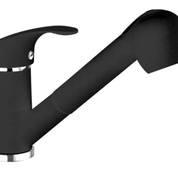 Baterie chiuveta bucatarie negru mat cu dus extractibil Deante Pepe imagine