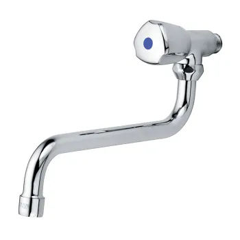 Baterie chiuveta bucatarie pentru apa rece sau mixta Kludi Standard montare pe perete, crom lucios imagine