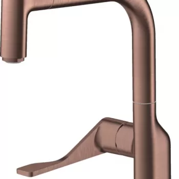 Baterie chiuveta bucatarie red gold periat cu dus extractibil Hansgrohe Axor Citterio Select imagine