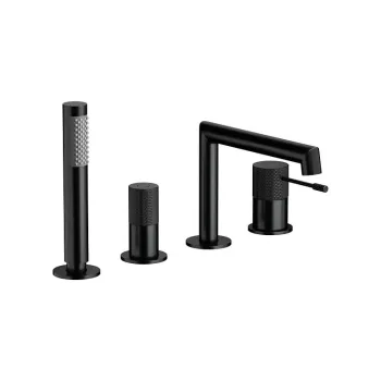 Baterie cu montaj pe cada, negru lucios, 4 gauri, Cersanit Zen imagine
