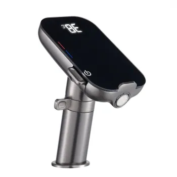 Baterie de baie cu afisaj digital al temperaturii si suport pentru telefon gri metalizat, Form Digital imagine