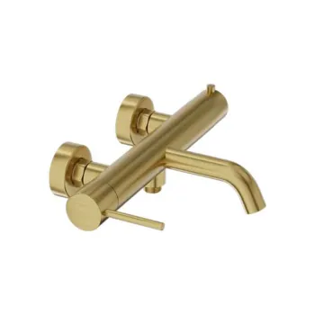 Baterie de cada montaj pe perete din alama sanitara, auriu periat, pipa fixa 19.8 cm, LaVita Verdi imagine