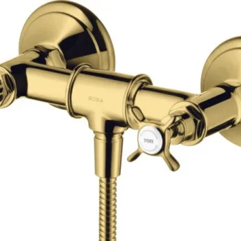 Baterie dus auriu lucios, dubla comanda, Hansgrohe Axor Montreux imagine