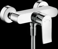 Baterie dus crom, montaj pe perete Hansgrohe Metris imagine