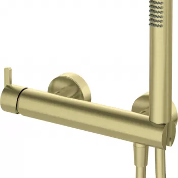 Baterie dus culoare auriu periat cu para si furtun dus Deante Silia imagine