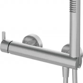 Baterie dus culoare otel slefuit cu para si furtun dus Deante Silia imagine