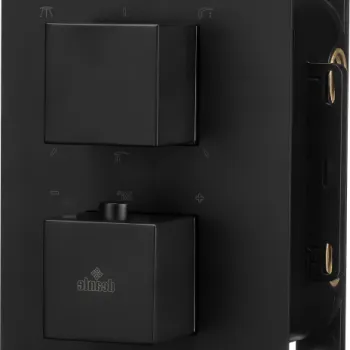 Baterie dus Deante Box Square cu termostat incastrata pentru corp ingropat, negru mat imagine