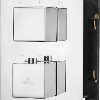 Baterie dus incastrata cu termostat culoare crom Deante, Box Square imagine