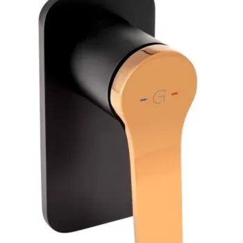 Baterie dus incastrata FDesign Seppia, corp incastrat inclus, negru mat rose gold lucios imagine