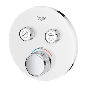 Baterie dus incastrata termostatata alb crom, rotunda, cu 2 iesiri, Grohe SmartControl imagine