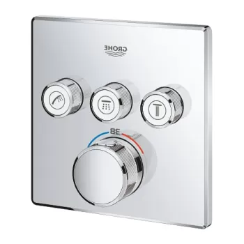 Baterie dus incastrata termostatata crom, patrata, cu 3 iesiri, Grohe SmartControl imagine