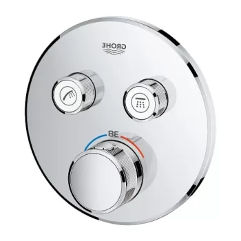 Baterie dus incastrata termostatata crom, rotunda, cu 2 iesiri, Grohe SmartControl imagine