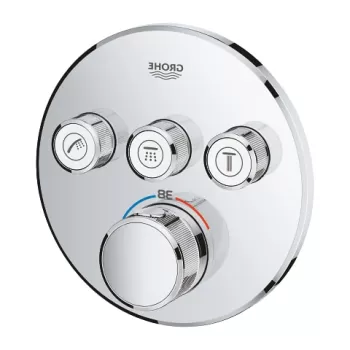 Baterie dus incastrata termostatata crom, rotunda, cu 3 iesiri, Grohe SmartControl imagine