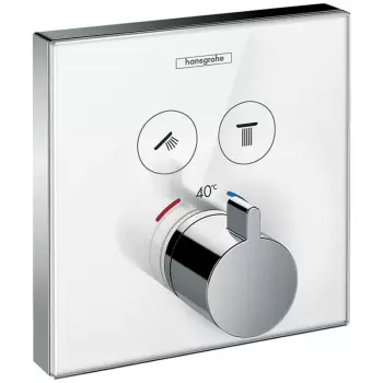 Baterie dus termostatata culoare alb crom Hansgrohe, ShowerSelect imagine