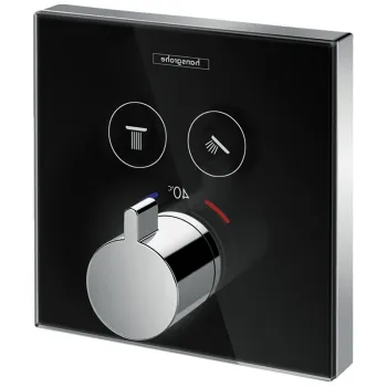 Baterie dus termostatata culoare negru crom Hansgrohe, ShowerSelect imagine