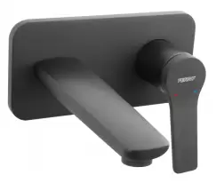 Baterie ingropata lavoar negru, pipa 18 cm, Stratos Ferro imagine