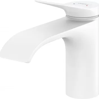 Baterie lavoar baie alb mat cu ventil inclus Hansgrohe Vivenis 80 imagine